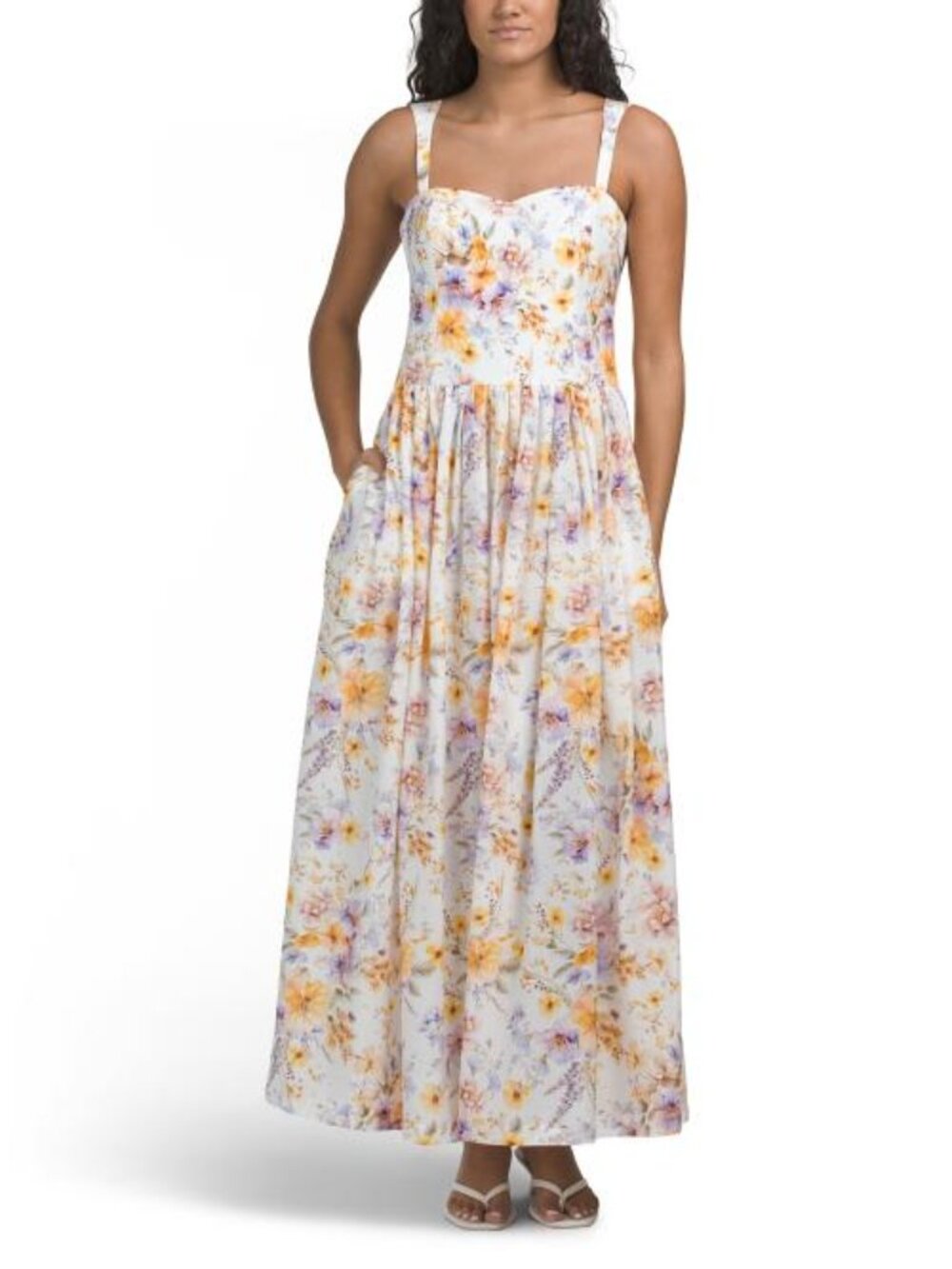 AQUA BLU Lilas Drop Waist Maxi Dress